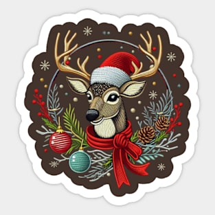 Christmas Reindeer embroidery style 02 Sticker